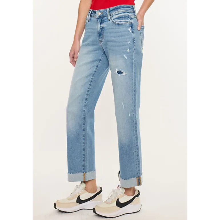 Kancan Women's Essentials Mid Rise Crop Straight Jeans Rocio