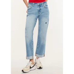 Kancan Women's Essentials Mid Rise Crop Straight Jeans Rocio