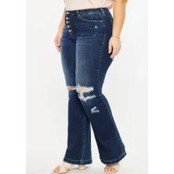 KanCan Women's Plus Size Harley Mid Rise Flare Jeans Harley