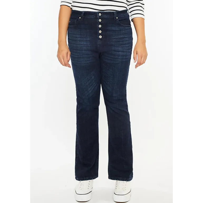 Kancan Women's Plus Size High Rise Bootcut Jeans Teresa