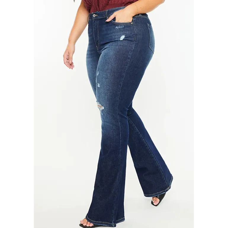 Kancan Women's Plus Size High Rise Flare Jeans Solange