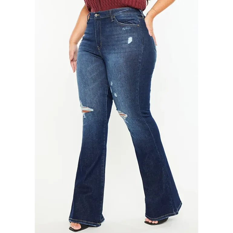Kancan Women's Plus Size High Rise Flare Jeans Solange