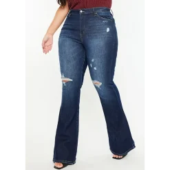 Kancan Women's Plus Size High Rise Flare Jeans Solange