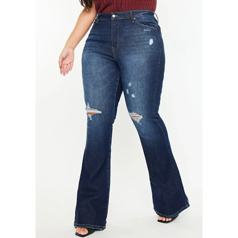 Kancan Women's Plus Size High Rise Flare Jeans Solange