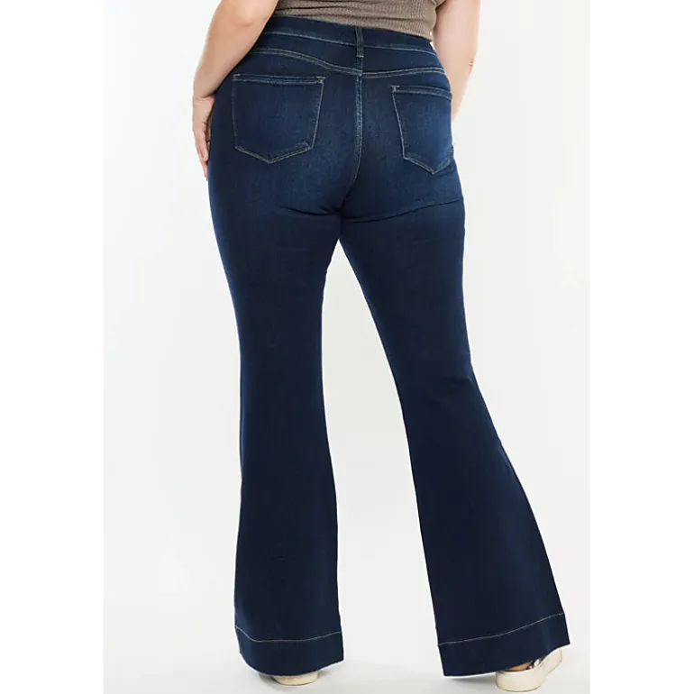 Kancan Women's Plus Size High Rise Flare Jeans Nancy