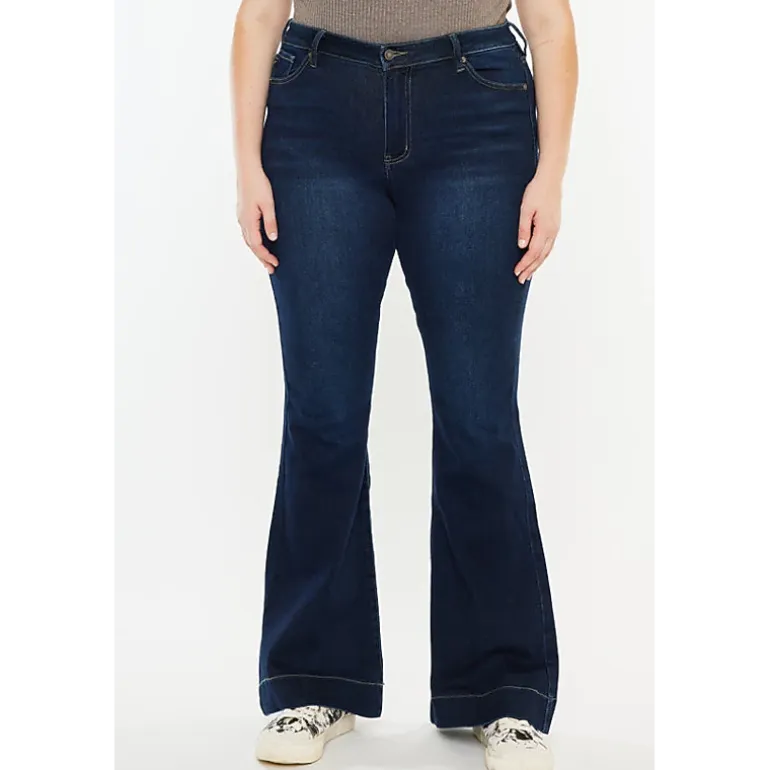 Kancan Women's Plus Size High Rise Flare Jeans Nancy
