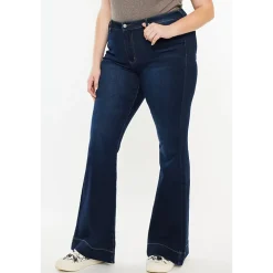 Kancan Women's Plus Size High Rise Flare Jeans Nancy