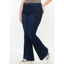 Kancan Women's Plus Size High Rise Flare Jeans Nancy