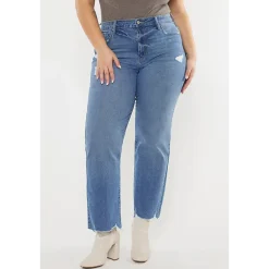 KanCan Women's Plus Size High Rise Slim Wide Leg Jeans Cassiel