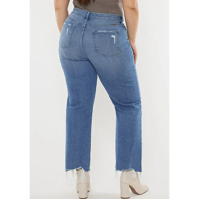 KanCan Women's Plus Size High Rise Slim Wide Leg Jeans Cassiel