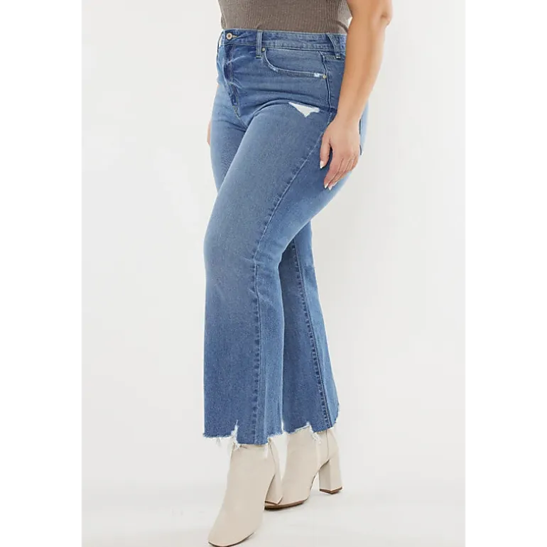 KanCan Women's Plus Size High Rise Slim Wide Leg Jeans Cassiel