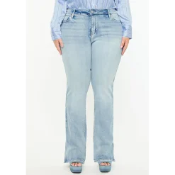 Kancan Women's Plus Size Mid Rise Y2k Bootcut Jeans Doreen