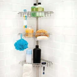 Kenney 3-Tier Spring Tension Corner Pole Shower Caddy