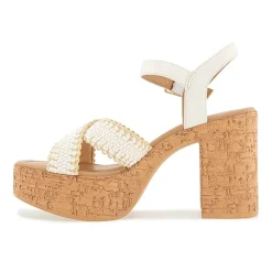 Kensie Sanya Womens Round Peep Toe Chunky Heel Pumps
