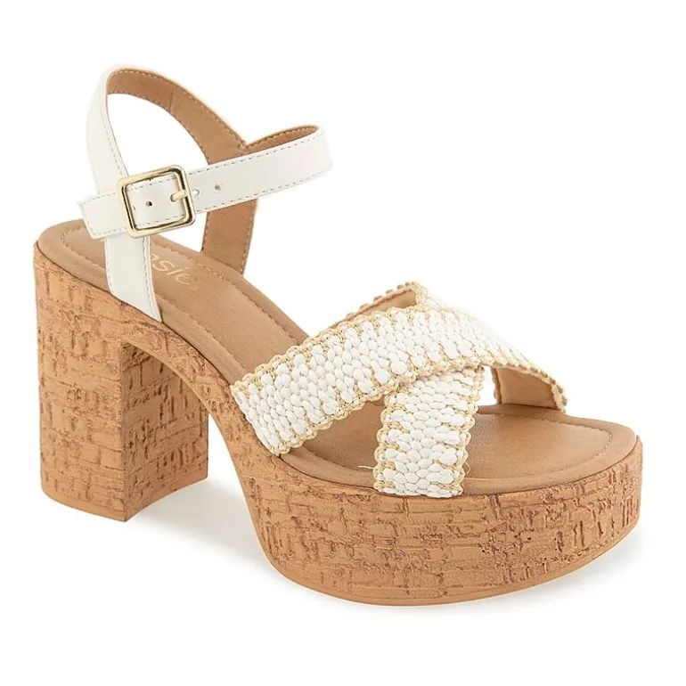 Kensie Sanya Womens Round Peep Toe Chunky Heel Pumps