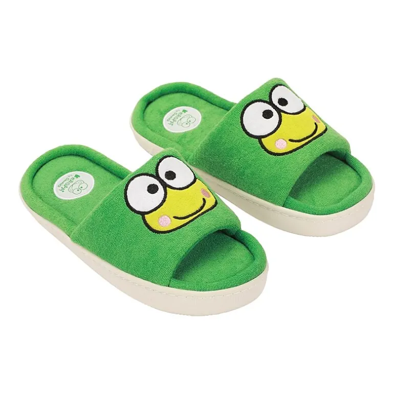 Keroppi Womens Hello Kitty Faux Fur Trim Slip-On Slippers