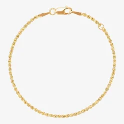 14K Gold 5 1/2 Inch Hollow Rope Chain Bracelet