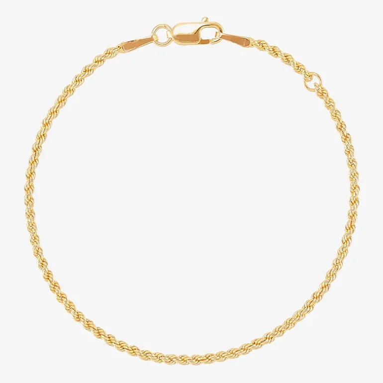 14K Gold 5 1/2 Inch Hollow Rope Chain Bracelet