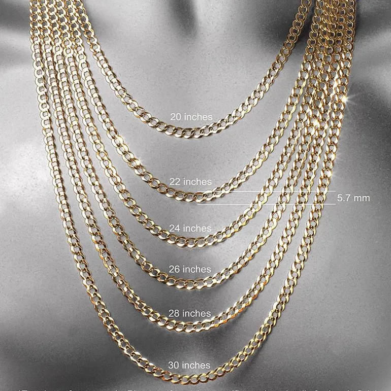 10K Gold 18 - 24 Inch Hollow Rope Chain Necklace