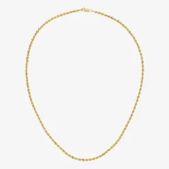 14K Gold 16 - 30 Inch Semi-Solid Sparkle Rope Chain Necklace