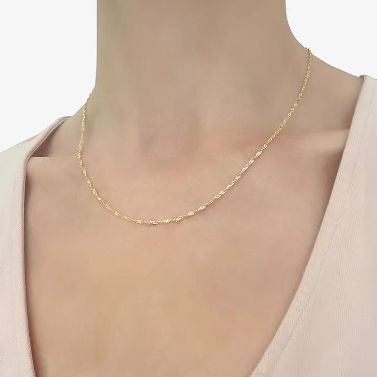 14K Gold 16 - 22 Inch Solid Singapore Chain Necklace