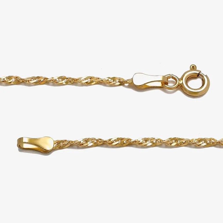 14K Gold 16 - 22 Inch Solid Singapore Chain Necklace