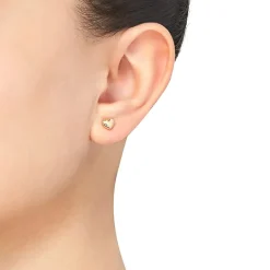 14K Gold 6.2mm Heart Stud Earrings