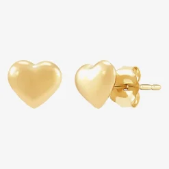 14K Gold 6.2mm Heart Stud Earrings