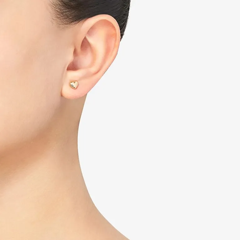 14K Gold 6.2mm Heart Stud Earrings
