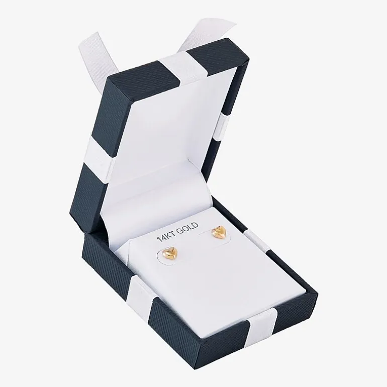 14K Gold 6.2mm Heart Stud Earrings