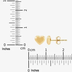 14K Gold 6.2mm Heart Stud Earrings
