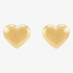 14K Gold 6.2mm Heart Stud Earrings