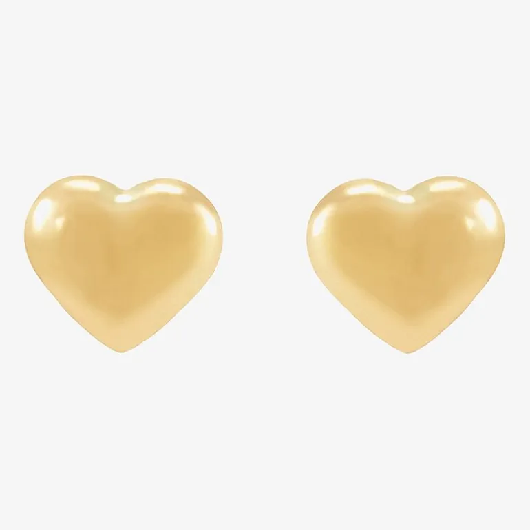 14K Gold 6.2mm Heart Stud Earrings