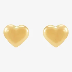 14K Gold 6.2mm Heart Stud Earrings