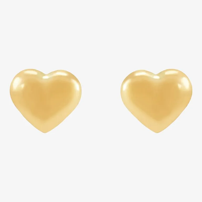 14K Gold 6.2mm Heart Stud Earrings