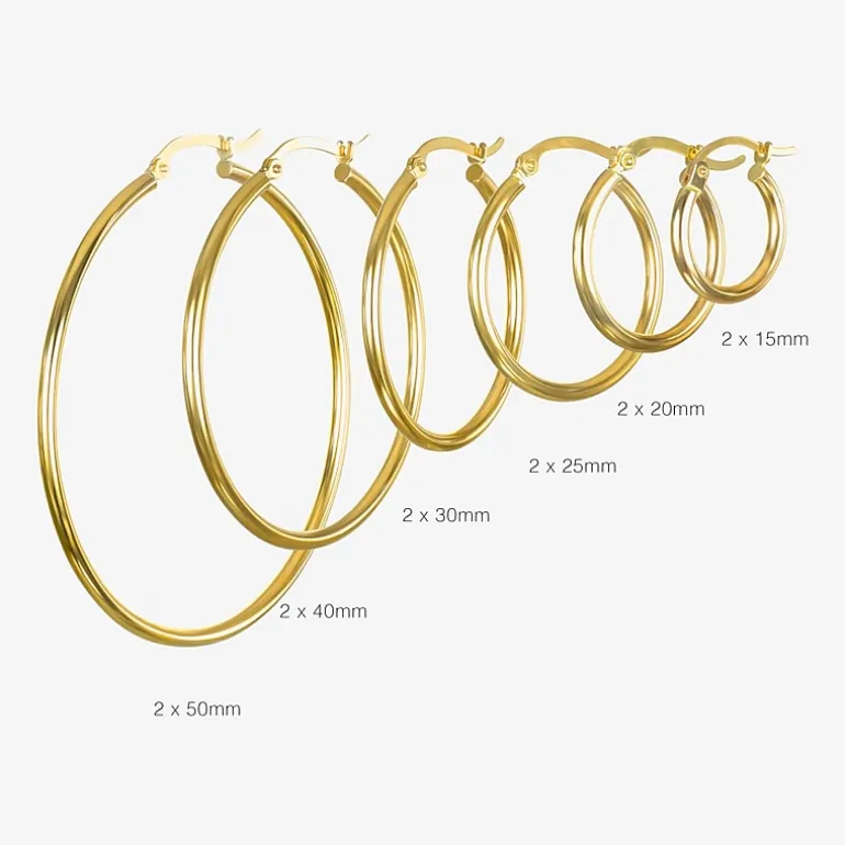 14K Gold 15mm - 50 mm Hoop Earrings