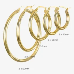 14K Gold 20mm - 50mm Hoop Earrings