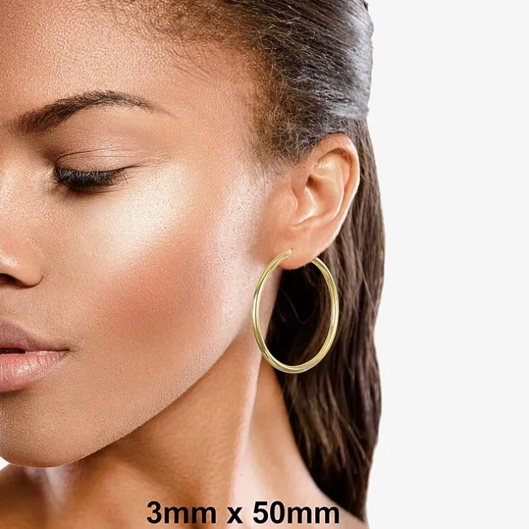 14K Gold 20mm - 50mm Hoop Earrings