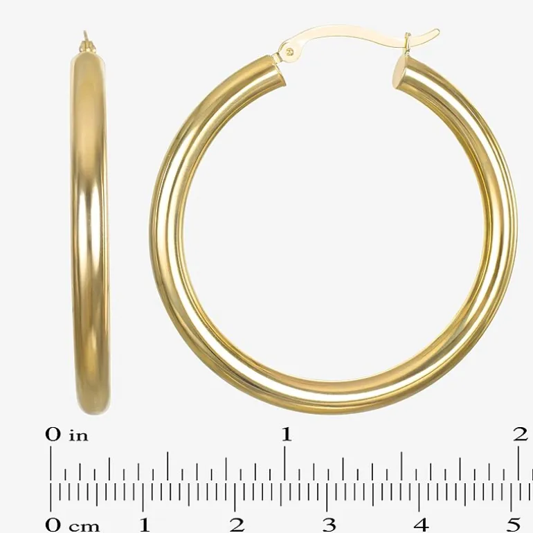 14K Gold 4mm x 20mm Hoop Earrings