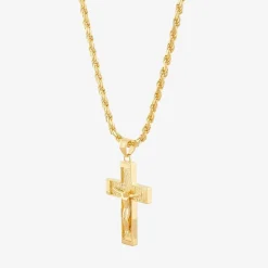 18K Gold Over Silver Crucifix Pendant Necklace