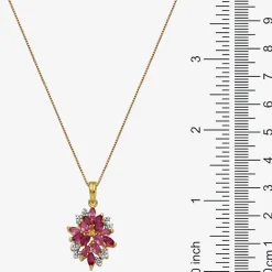 14K Gold over Silver Lab-Created Gemstone Flower Pendant Necklace