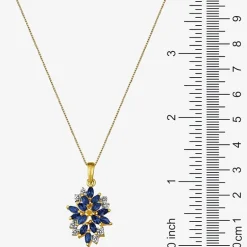 14K Gold over Silver Lab-Created Gemstone Flower Pendant Necklace