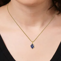 14K Gold over Silver Lab-Created Gemstone Flower Pendant Necklace
