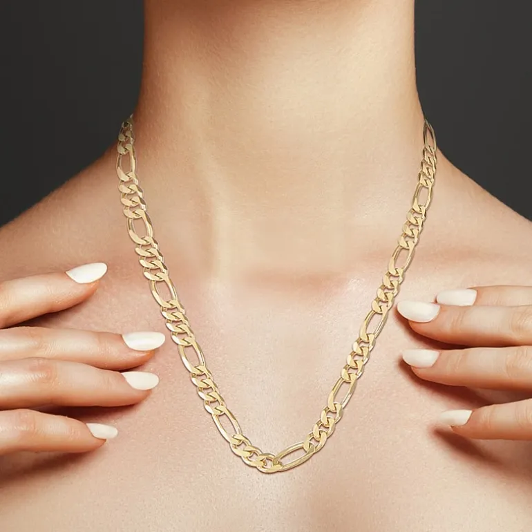 14K Gold Over Silver Solid Figaro Chain Necklace