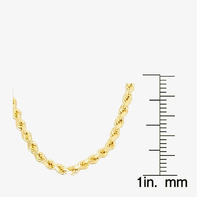 14K Gold Over Silver Solid Rope Chain Necklace