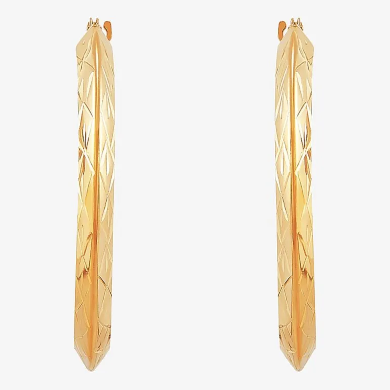 14K Gold Star-Cut Hoop Earrings
