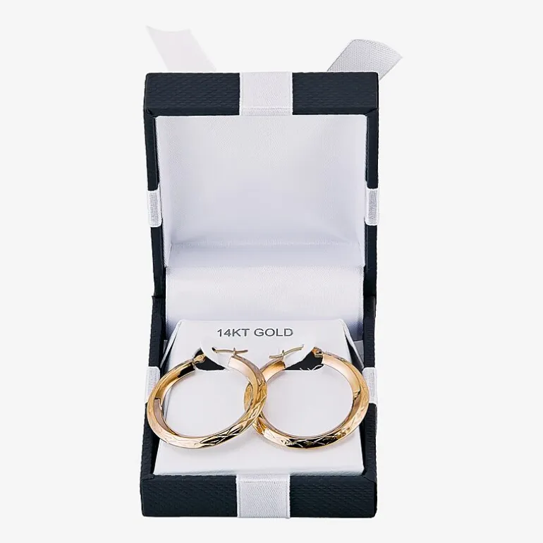 14K Gold Star-Cut Hoop Earrings