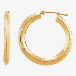 14K Gold Star-Cut Hoop Earrings