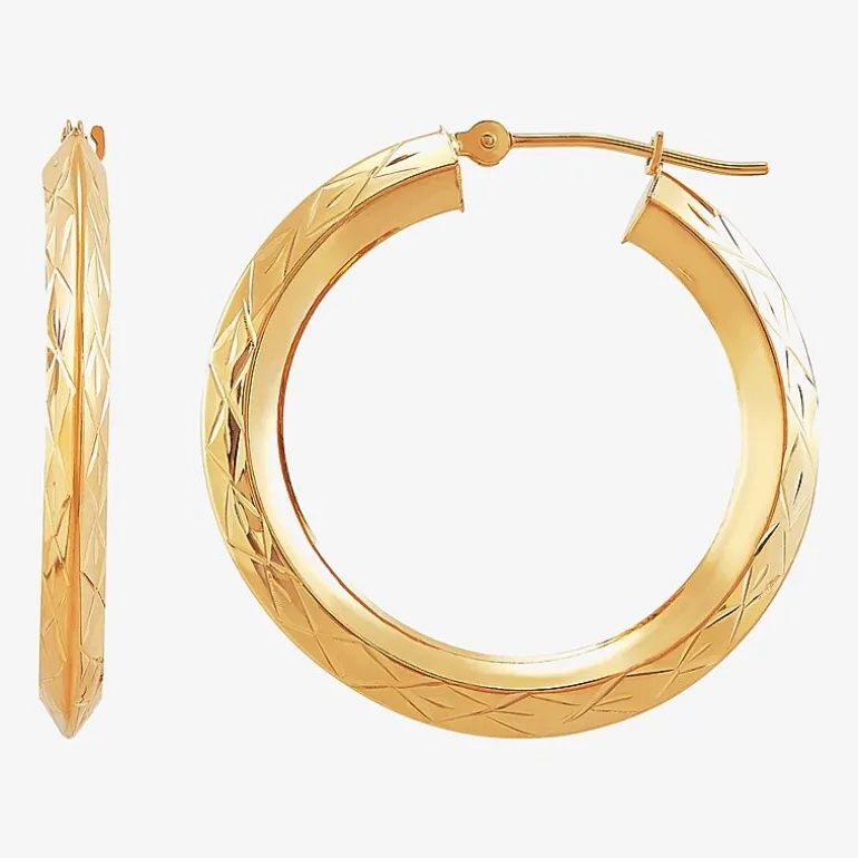 14K Gold Star-Cut Hoop Earrings