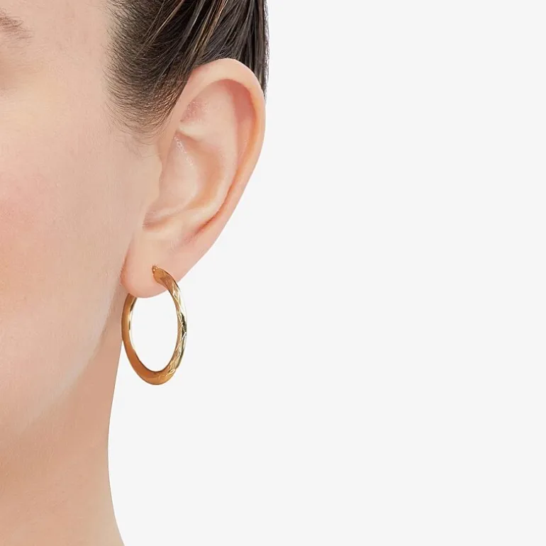 14K Gold Star-Cut Hoop Earrings